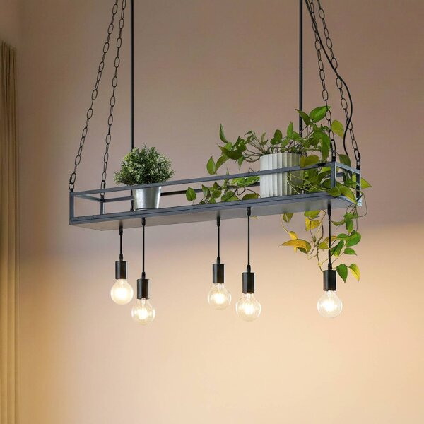 Lampada a sospensione Kirista Lindby, dimmerabile, Nero, Soggiorno / Sala da pranzo, Metallo, Vintage, Lampada a sospensione