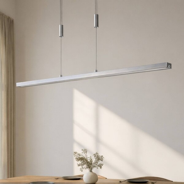 Lucande Lampada LED a sospensione Myron, touch dimmer, CCT, alluminio Myron Lucande, dimmerabile, Alluminio / Grigio / Zincato, Soggiorno / Sala da pranzo, Alluminio, Moderno