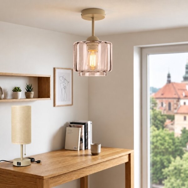BRILAGI - Plafoniera LED R GLASS 1xE27/60W/230V pr. 15cm beige/beige fumé