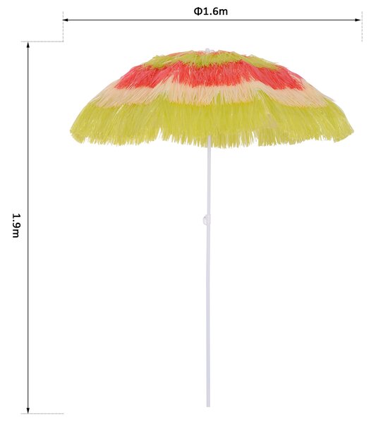 HOMCOM Ombrellone da giardino/spiaggia/terrazzo, stile Hawaii, colorato, diametro: 160 cm