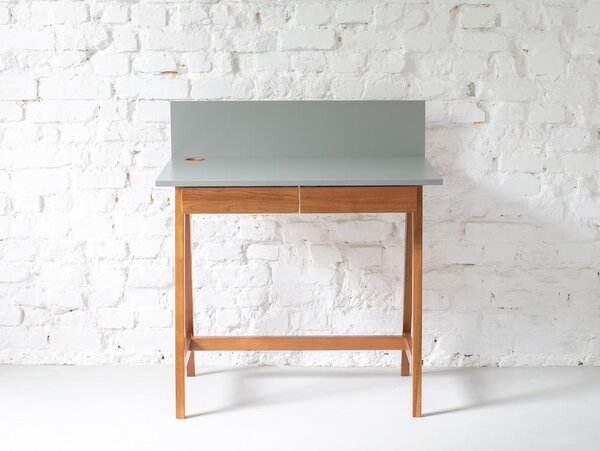 Scrivania grigia con base in frassino, lunghezza 110 cm Luka Oak - Ragaba