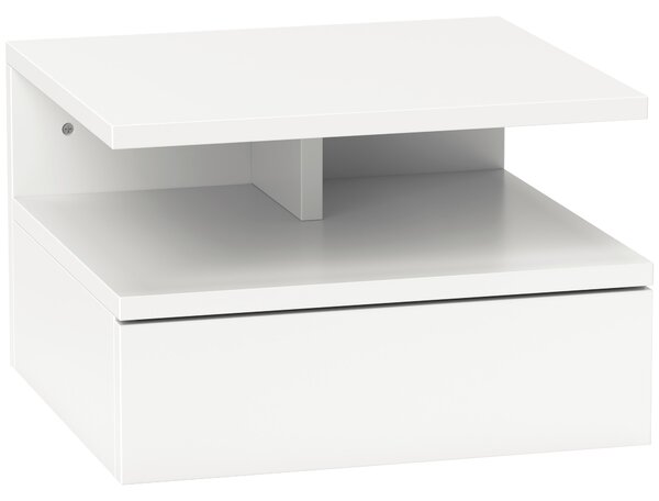 HOMCOM Comodino Sospeso per Camera da Letto con Cassetto e Mensola in Legno, 35x32x22.5cm, Bianco