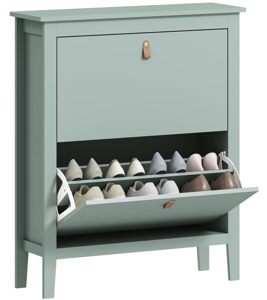 HOMCOM Scarpiera Slim con 2 Cassetti e Ripiani Regolabili per 14 Paia di Scarpe EU44, 80x24x95,5 cm, Verde | Aosom Italy