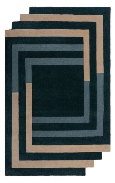 Tappeto in lana verde scuro tessuto a mano 120x180 cm Labyrinth Shaped - Flair Rugs