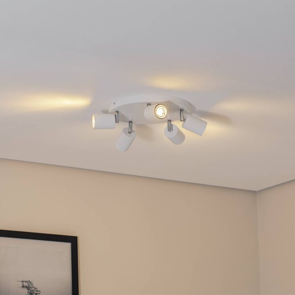 Faretto da soffitto Fun, bianco, Ø 30 cm, orientabile, GU10 Fun Luminex, dimmerabile, Bianco / Opale, Soggiorno / Sala da pranzo, Metallo, Moderno, Faretto alogeno
