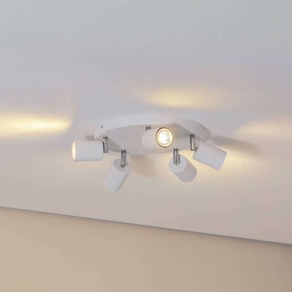 Faretto da soffitto Fun, bianco, Ø 30 cm, orientabile, GU10 Fun Luminex, dimmerabile, Bianco / Opale, Soggiorno / Sala da pranzo, Metallo, Moderno, Faretto alogeno