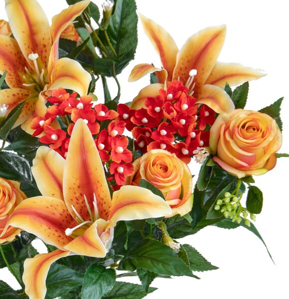 Set 2 Bouquet Artificiali Lilium/achillea 50 cm Giallo