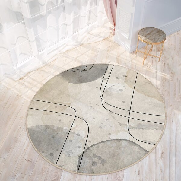 Tappeto rotondo beige lavabile ø 80 cm Simple Lines – Mila Home