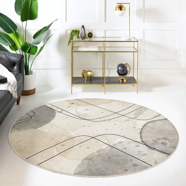 Tappeto rotondo beige lavabile ø 80 cm Simple Lines – Mila Home