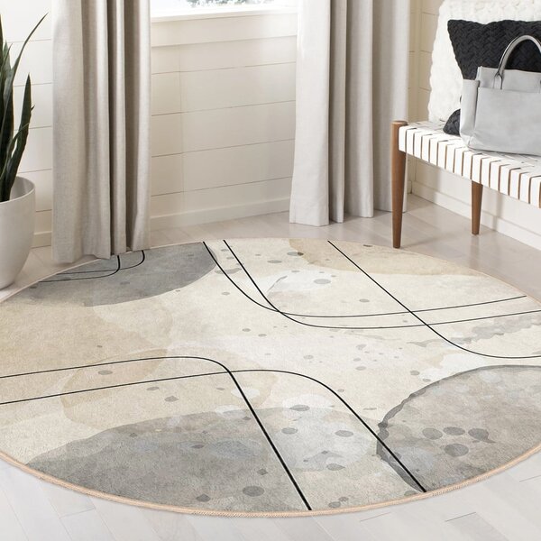 Tappeto rotondo beige lavabile ø 80 cm Simple Lines – Mila Home