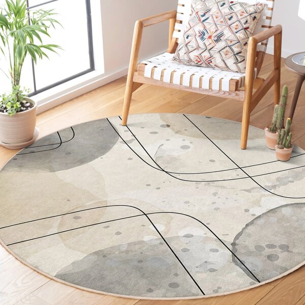Tappeto rotondo beige lavabile ø 80 cm Simple Lines – Mila Home
