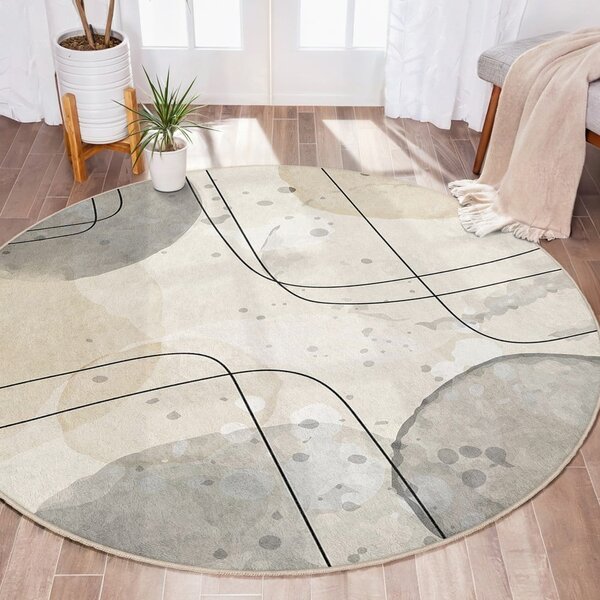 Tappeto rotondo beige lavabile ø 80 cm Simple Lines – Mila Home
