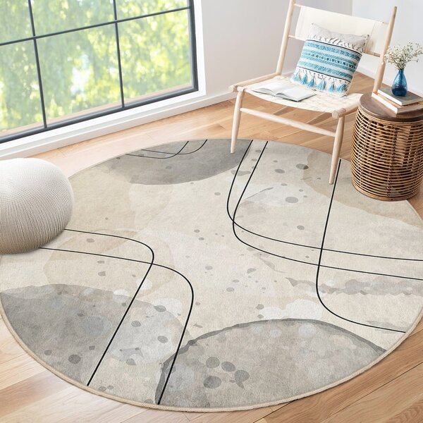 Tappeto rotondo beige lavabile ø 80 cm Simple Lines – Mila Home