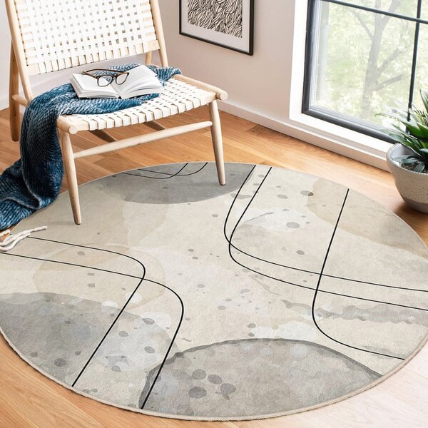 Tappeto rotondo beige lavabile ø 80 cm Simple Lines – Mila Home