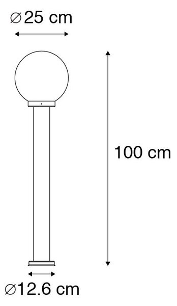 Lampada da esterno moderna in acciaio inox 100 cm con sfera in plastica IP44 - Sfera