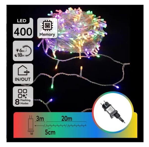 Aigostar - Catena luminosa natalizia LED RGBY per esterni 400xLED/6W/230V 20m IP44