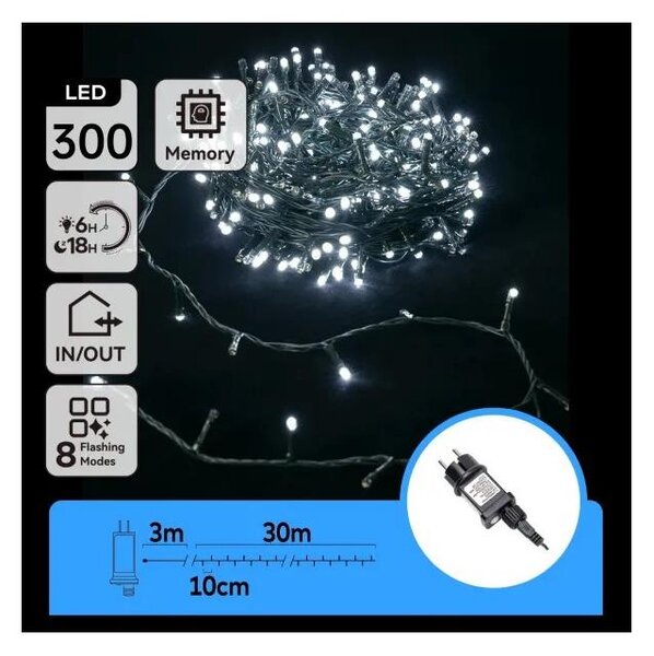 Aigostar - Catena luminosa natalizia LED da esterno 300 LED/3,6W/230V 30m IP44 bianco freddo
