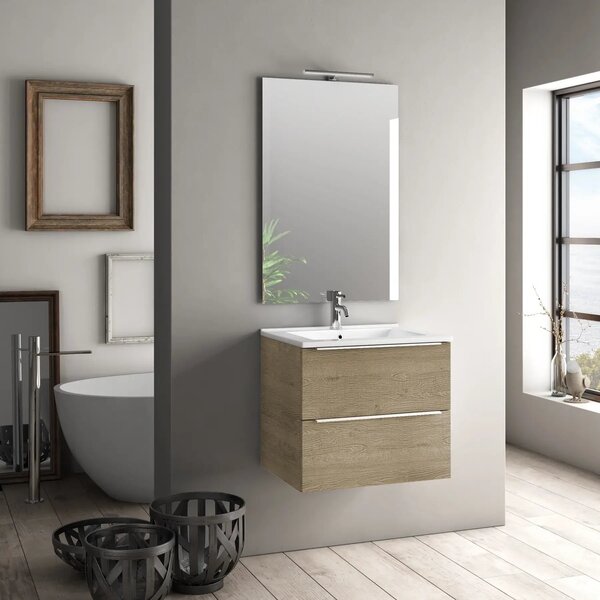 Mobile bagno 105 cm con lavabo e specchio palissandro - Antonella 16970
