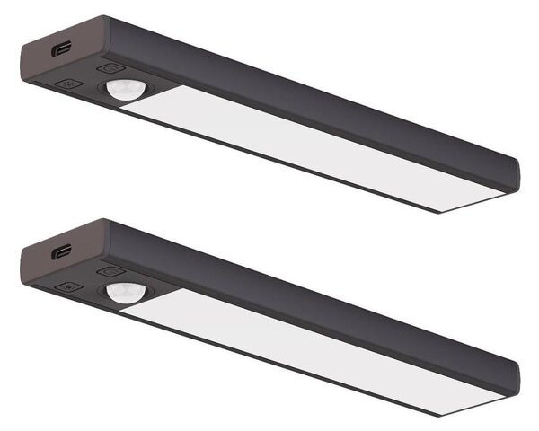 Set da 2 lampade LED ricaricabili per mobili con sensore VIRO LED/1W/800 mAh 20 cm CCT (temperatura colore selezionabile) nero
