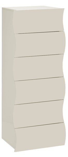 Cassettiera 6 Cassetti Onda 50x40x121,7 cm Finitura in Melamina Cachemire