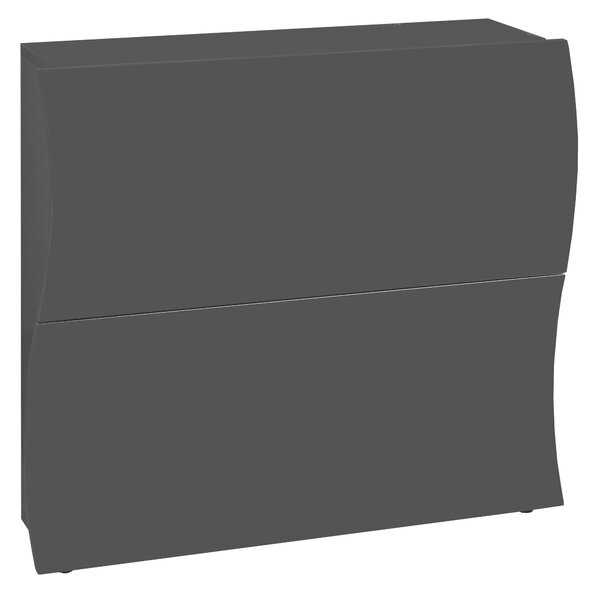 Scarpiera 2 Ante a Ribalta Onda 101x26,6x81,4 cm Finitura in Melamina Antracite Opaco