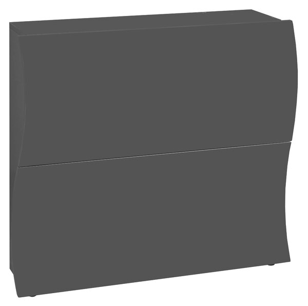 Scarpiera 2 Ante a Ribalta Onda 101x26,6x81,4 cm Finitura in Melamina Antracite Opaco