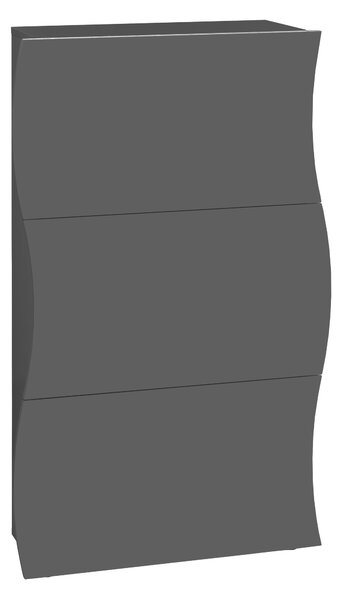 Scarpiera 3 Ante a Ribalta Onda 71x26,6x121,4 cm Finitura in Melamina Antracite Opaco