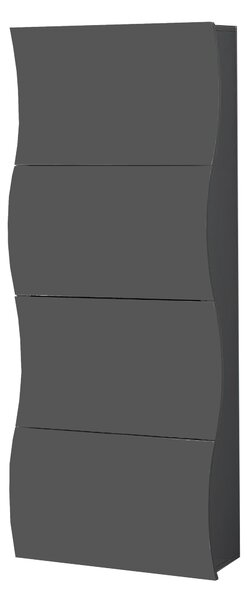 Scarpiera 4 Ante a Ribalta Onda 71x26,6x161,4 cm Finitura in Melamina Antracite Opaco