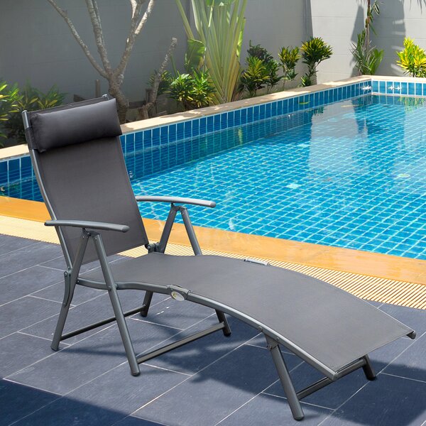 Outsunny lettino prendisole Sedie a Sdraia da Giardino da terrazzo lettino sdraio arredamento giardino Relax Pieghevole Telaio in Metallo  Grigio