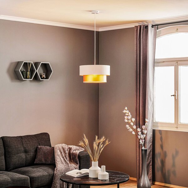 Maco Design Lampada a sospensione Dorina, crema/oro Ø 40 cm