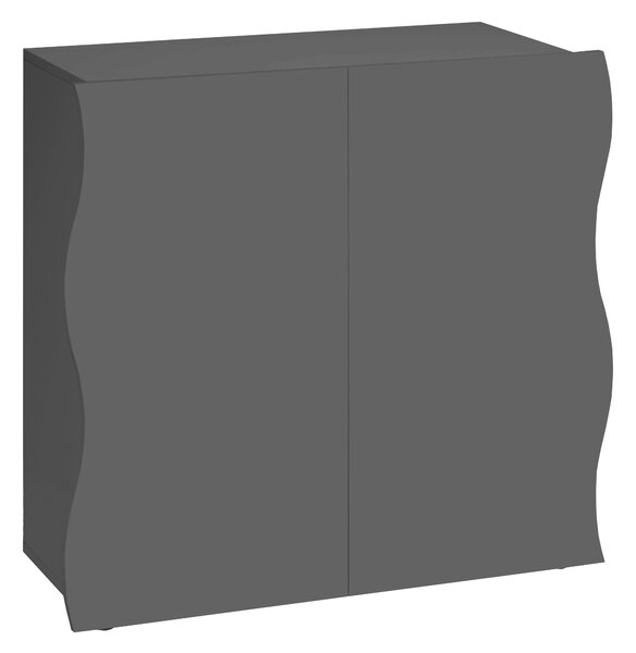 Mobile Multiuso 2 Ante Battenti Onda 90x40x81 cm Finitura in Melamina Antracite Opaco