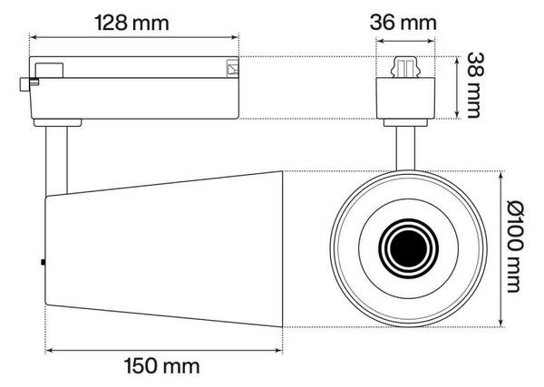 Faro LED 40W Monofase Verde CRI92 Bianco Variabile 38° - Bridgelux LED Colore Bianco Variabile CCT