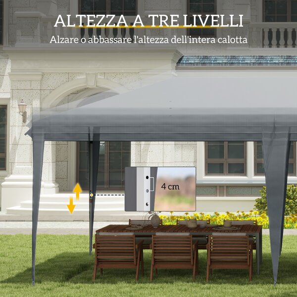 Outsunny Gazebo Pieghevole da Giardino Pop-up, Tendone per Feste con Sacca di Trasporto, 6x3 m, Grigio | Aosom Italy