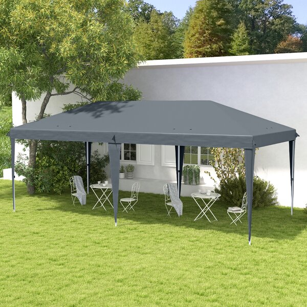 Outsunny Gazebo Pieghevole da Giardino Pop-up, Tendone per Feste con Sacca di Trasporto, 6x3 m, Grigio | Aosom Italy