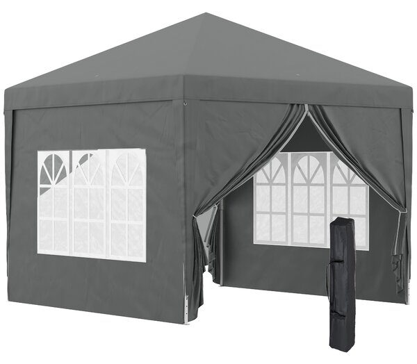 Outsunny Gazebo da Esterno 3x3 m Pieghevole con 4 Pannelli Laterali, in Acciaio e Tessuto Oxford Grigio