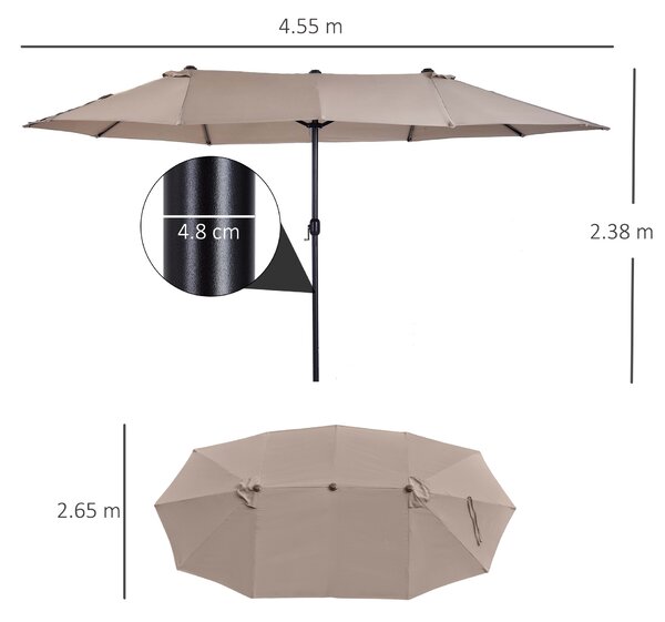 Outsunny Ombrellone da Giardino Doppio con Apertura a Manovella, Acciaio e Poliestere, 460x270x240cm|Aosom
