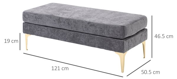 Panca Fondo Letto HOMCOM In Velluto - Grigio Scuro E Oro, 121x50,5x46,5 Cm - Foto 8