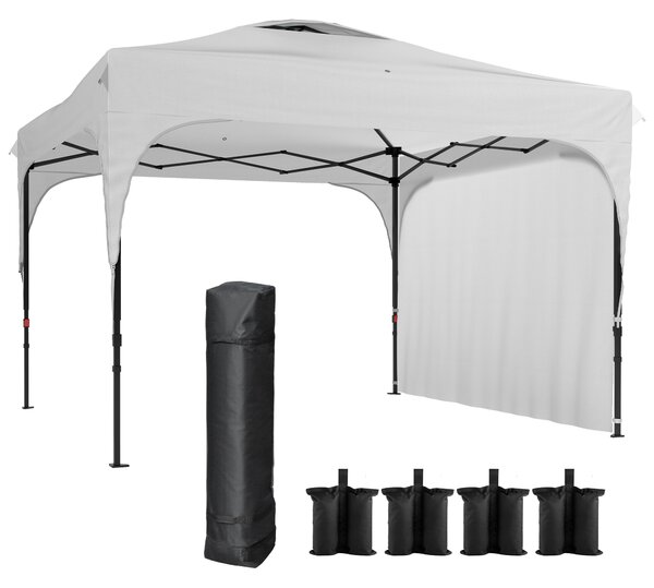 Outsunny Gazebo da Giardino 3x3 m Piegehvole con Borsa per Trasporto, Altezza Regolabile su 3 Livelli, in Poliestere e Acciaio, Bianco | Aosom Italy