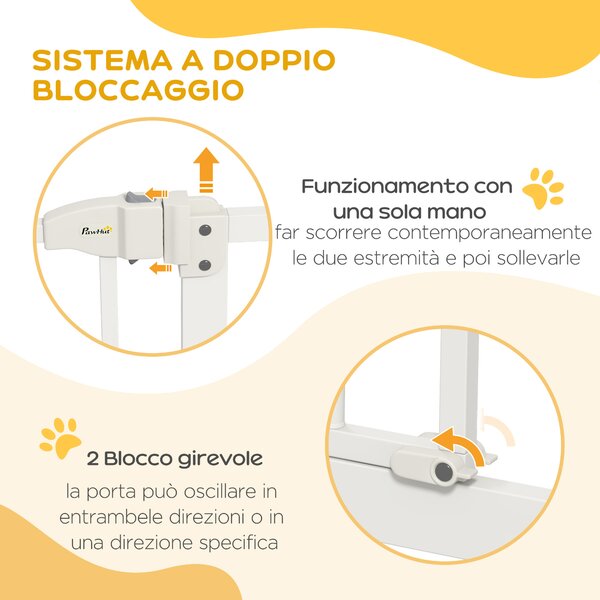 PawHut Cancellino per Cani Estensibile senza Viti, Porta a Chiusura Automatica, Larghezza Regolabile da 74-100 cm in Metallo, Bianco | Aosom Italy