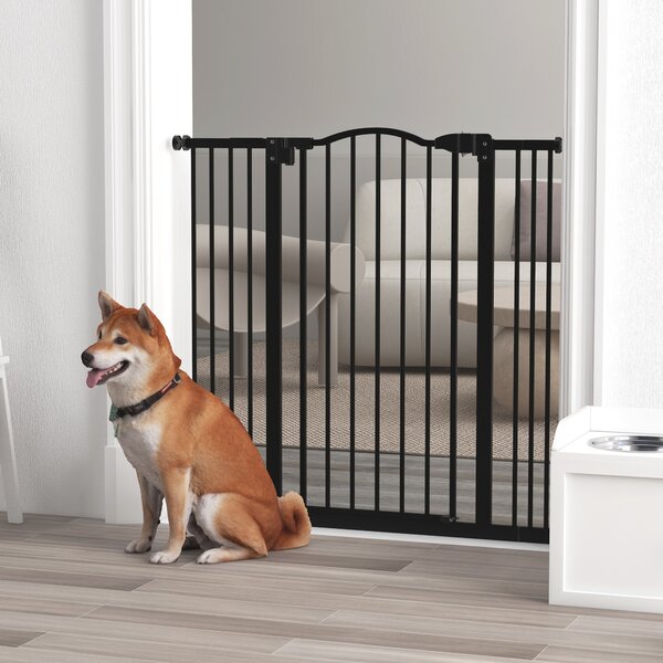 PawHut Cancellino per Cani Estensibile Senza Viti Regolabile da 74-100 cm in Metallo, Nero|Aosom