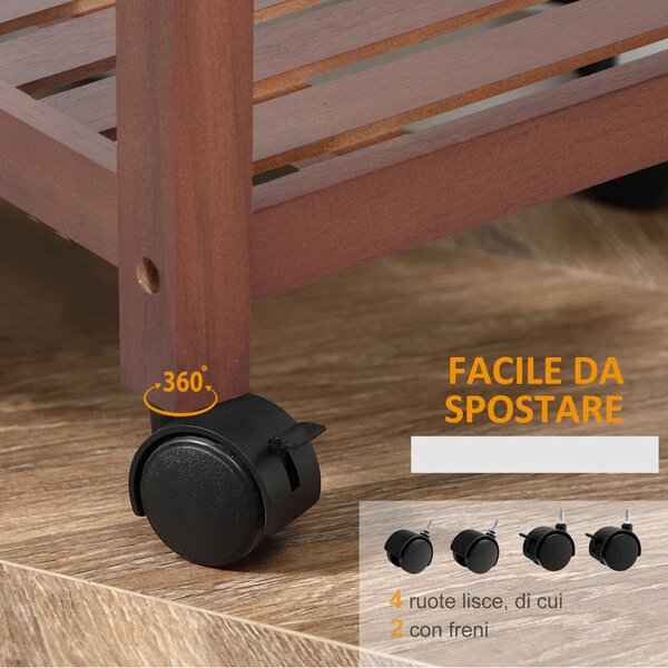 HOMCOM Carrello da Cucina carrello portavivande con Cassetti Scaffale da Cucina Portaoggetti Trasportabile in Legno 81x38x85 cm | Aosom Italy
