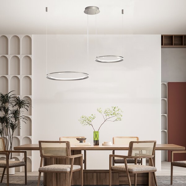 Lampadario A Sospensione Contemporaneo Edge Alluminio Grigio Led Integrato 99W