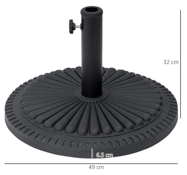 Outsunny Base Ombrellone Rotonda Nero, Plastica, 15kg, Adatta Pali Ф35-38-48mm, Ф49x32cm, Stabile e Resistente|Aosom