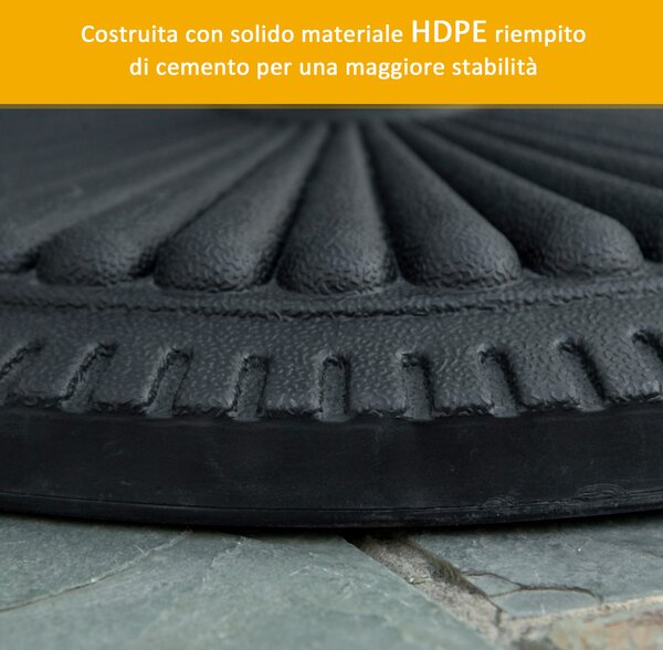 Outsunny Base Ombrellone Rotonda Nero, Plastica, 15kg, Adatta Pali Ф35-38-48mm, Ф49x32cm, Stabile e Resistente|Aosom