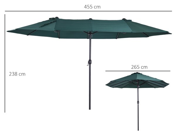 Outsunny Ombrellone da Giardino Doppio con Apertura a Manovella, Acciaio e Poliestere, 460x270x240cm|Aosom