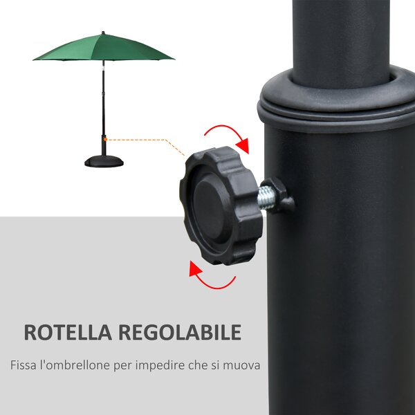 Outsunny Base per Ombrellone di Design in Cemento, Adatta per Palo Φ35mm/Φ38mm/Φ48mm, Stabile e Elegante per Giardino, Nero, Φ49x37cm|Aosom
