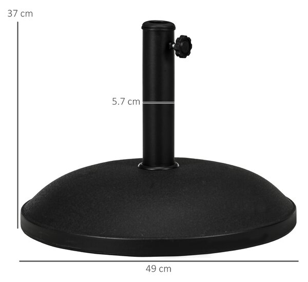 Outsunny Base per Ombrellone di Design in Cemento, Adatta per Palo Φ35mm/Φ38mm/Φ48mm, Stabile e Elegante per Giardino, Nero, Φ49x37cm|Aosom