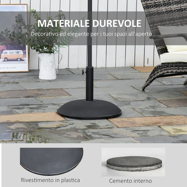 Outsunny Base per Ombrellone di Design in Cemento, Adatta per Palo Φ35mm/Φ38mm/Φ48mm, Stabile e Elegante per Giardino, Nero, Φ49x37cm|Aosom