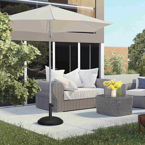 Outsunny Base per Ombrellone di Design in Cemento, Adatta per Palo Φ35mm/Φ38mm/Φ48mm, Stabile e Elegante per Giardino, Nero, Φ49x37cm|Aosom