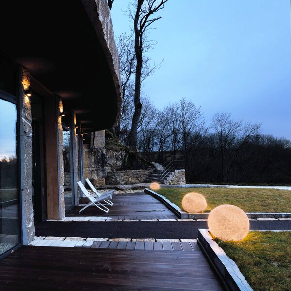 Deko-Light Mappamondo da esterno con punta di terra, terracotta Ø 45cm